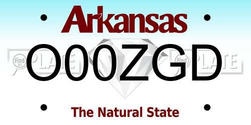 O00ZGD Arkansas License Plate