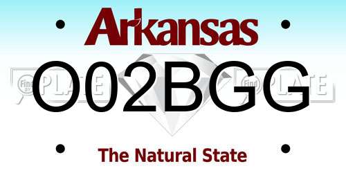O02BGG Arkansas License Plate