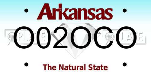 O02OCO Arkansas License Plate