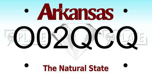 O02QCQ Arkansas License Plate