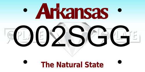 O02SGG Arkansas License Plate