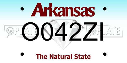 O042ZI Arkansas License Plate
