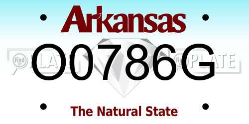 O0786G Arkansas License Plate