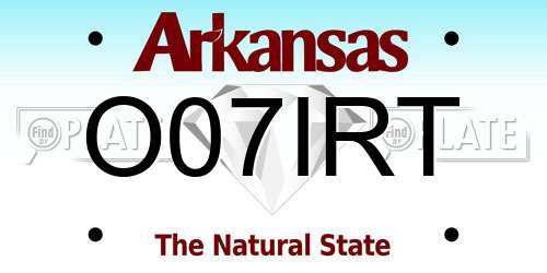 O07IRT Arkansas License Plate
