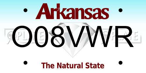 O08VWR Arkansas License Plate