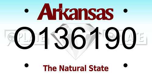 O136190 Arkansas License Plate