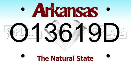 O13619D Arkansas License Plate