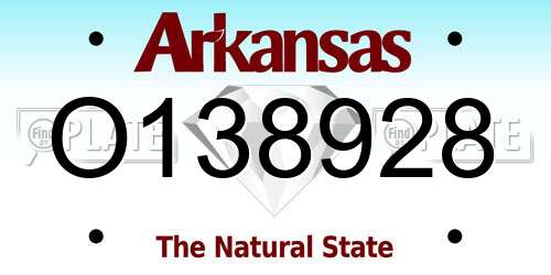 O138928 Arkansas License Plate