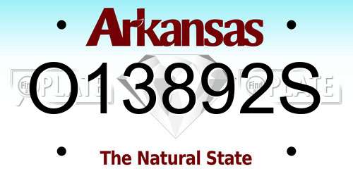 O13892S Arkansas License Plate