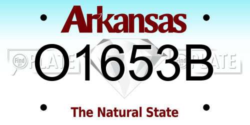 O1653B Arkansas License Plate