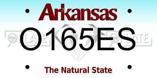 O165ES Arkansas License Plate