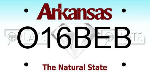 O16BEB Arkansas License Plate