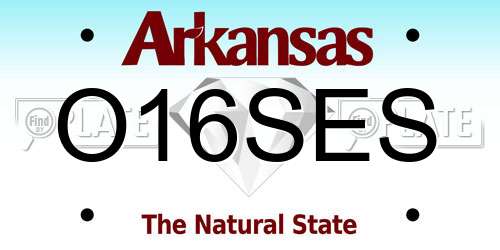 O16SES Arkansas License Plate