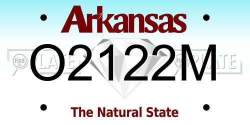 O2122M Arkansas License Plate