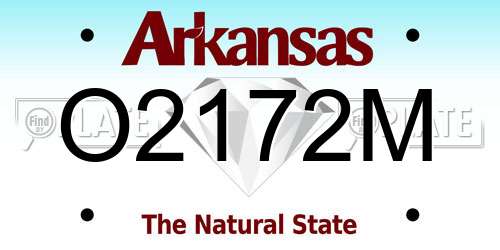 O2172M Arkansas License Plate
