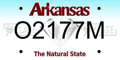O2177M Arkansas License Plate