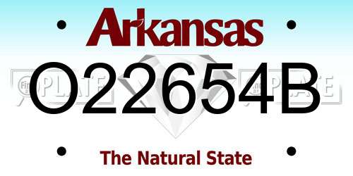O22654B Arkansas License Plate
