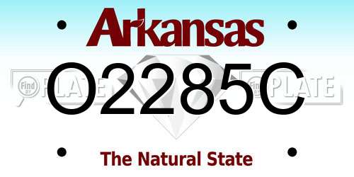 O2285C Arkansas License Plate