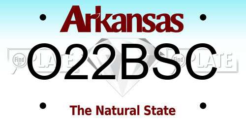 O22BSC Arkansas License Plate