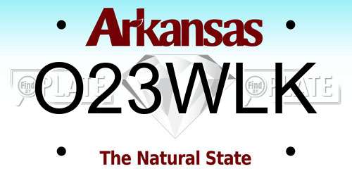 O23WLK Arkansas License Plate