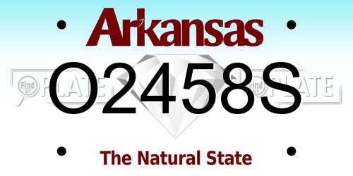 O2458S Arkansas License Plate