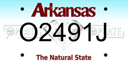 O2491J Arkansas License Plate