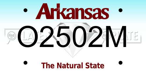 O2502M Arkansas License Plate