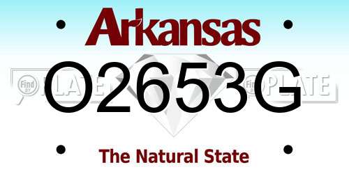 O2653G Arkansas License Plate
