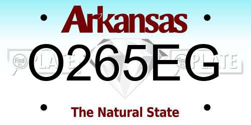 O265EG Arkansas License Plate