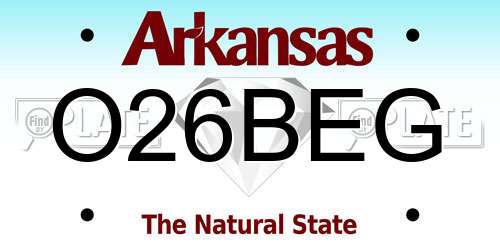 O26BEG Arkansas License Plate