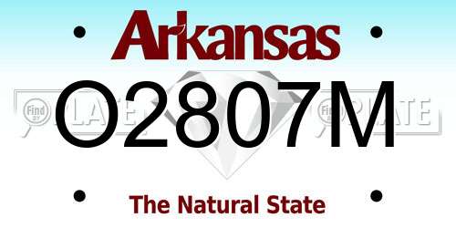O2807M Arkansas License Plate