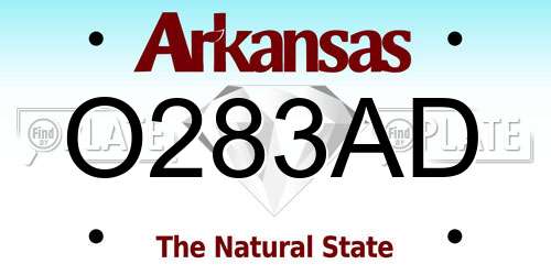 O283AD Arkansas License Plate