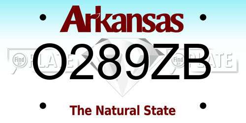 O289ZB Arkansas License Plate