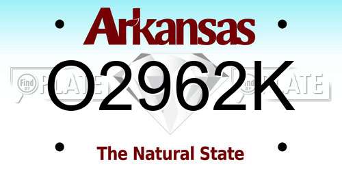 O2962K Arkansas License Plate