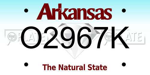 O2967K Arkansas License Plate
