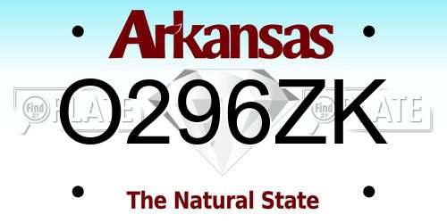 O296ZK Arkansas License Plate