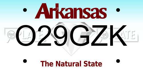 O29GZK Arkansas License Plate