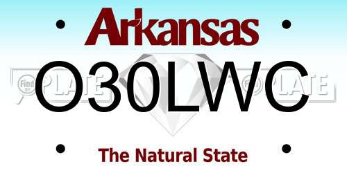 O30LWC Arkansas License Plate