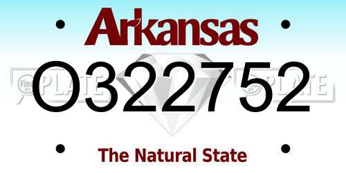 O322752 Arkansas License Plate