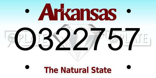 O322757 Arkansas License Plate