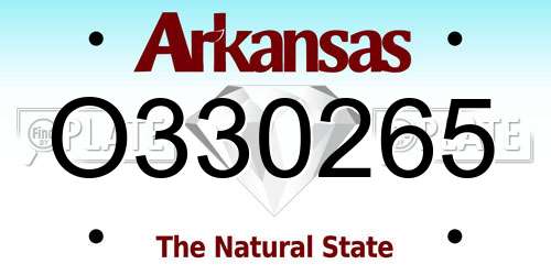 O330265 Arkansas License Plate