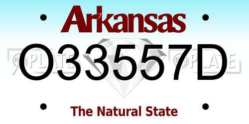 O33557D Arkansas License Plate