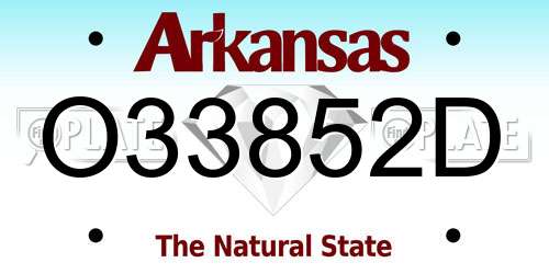 O33852D Arkansas License Plate