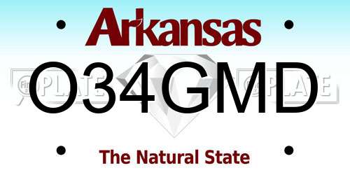 O34GMD Arkansas License Plate