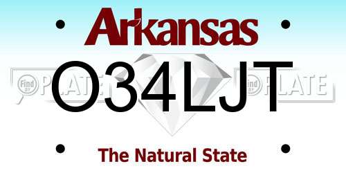 O34LJT Arkansas License Plate