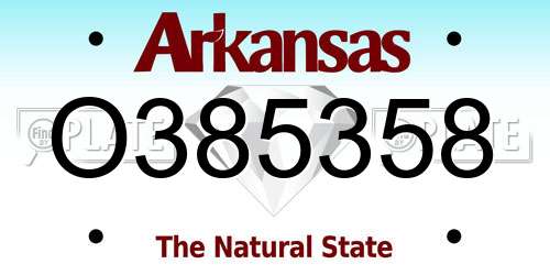 O385358 Arkansas License Plate