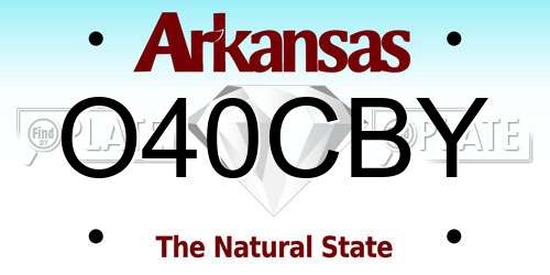 O40CBY Arkansas License Plate