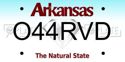 O44RVD Arkansas License Plate