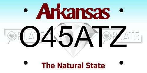 O45ATZ Arkansas License Plate