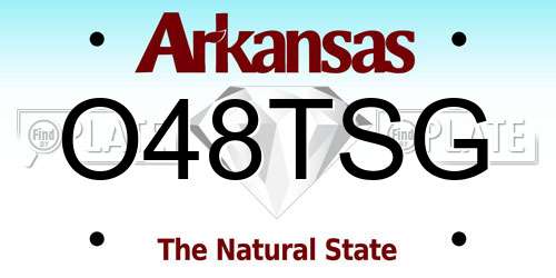 O48TSG Arkansas License Plate